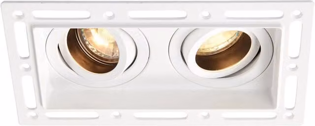 Loops Twin Trimless Plaster-In Recessed Downlight, Matt White, 2 x GU10 LED