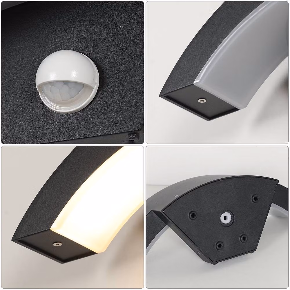 Pheashine U-Shaped Outdoor LED Wall Light with Motion Sensor, Black, H 29 cm x W 10 cm – 3