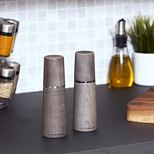 Cole & Mason Marlow Salt and Pepper Mill Set in Grey Wood and Ceramic, H: 18.5 cm – 10