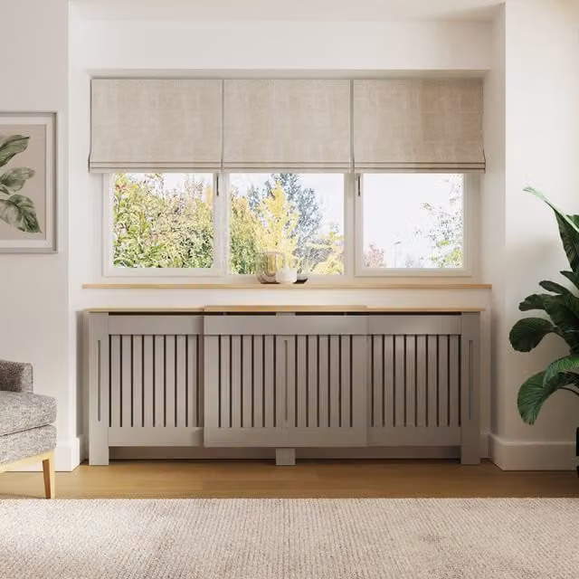 GFW Longslow Adjustable Radiator Cover in Matt Grey, H 143.0 x W 80.7 x D 80.7 cm