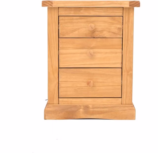 Cabinet Bits Lucca 3 Drawer Bedside Cabinet in Antique Brown Waxed Pine