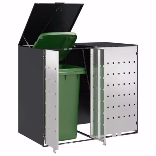 vidaXL Steel Wheelie Bin Storage for 2 Bins, Anthracite