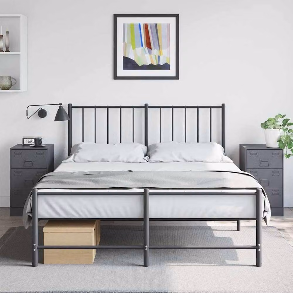 Berkfield Home Set of 2 Anthracite Metal Bedside Cabinets, W/D/H: 34.5 x 39 x 62 cm – 2
