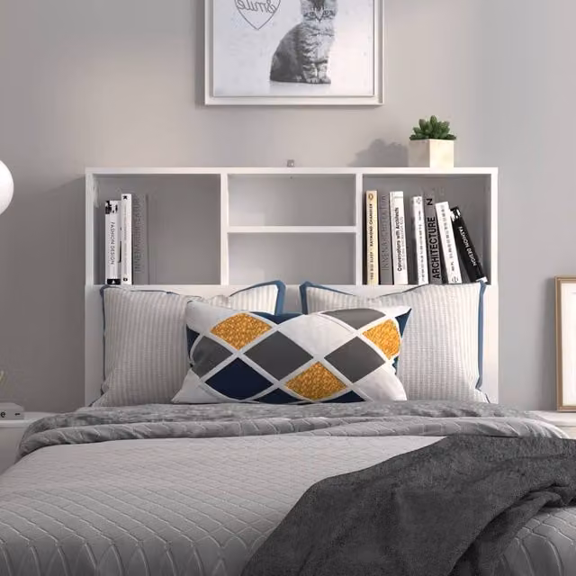 Berkfield Home White Headboard Cabinet W: 100 cm, D: 19 cm, H: 103.5 cm – 1