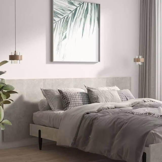 Berkfield Home Wall Headboard in Concrete Grey, Engineered Wood, W: 240 cm, D: 1.5 cm, H: 80 cm
