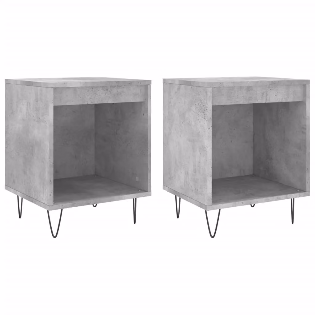 Berkfield Home Set of 2 Modern Bedside Cabinets in Concrete Grey, W: 40 cm, D: 35 cm, H: 50 cm – 1