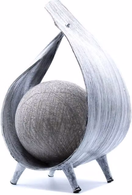 KDMD Natural Coconut Shell Tabletop Lamp in Greywash