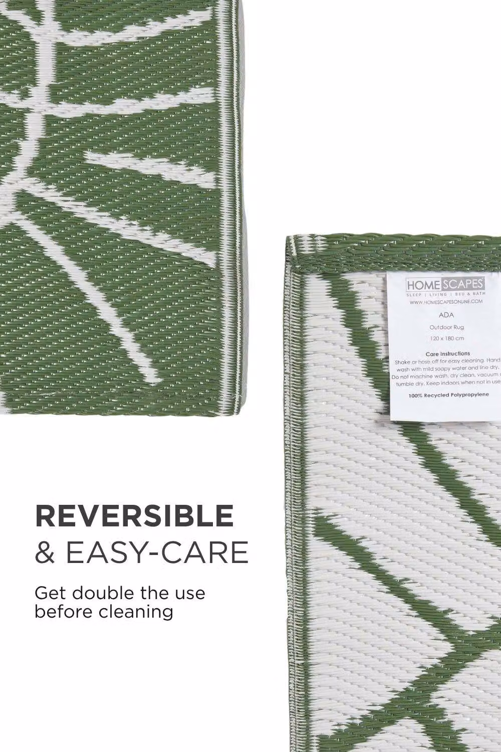 Homescapes Luxury Outdoor Rug in Green and White Ada Floral, Reversible and UV-Resistant, W: 240 cm, D: 300 cm – 5