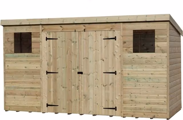 Empire Sheds Empire 5000 Pent Garden Shed with Central Double Door and 2 Windows, Green