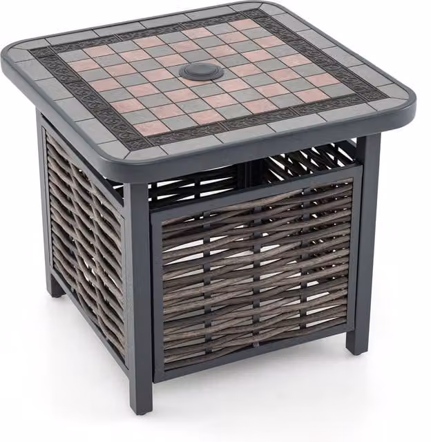 COSTWAY Brown Square Outdoor PE Rattan Side Table