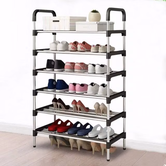 FORGEVIO 6 Tier Heavy Duty Shoe Rack, 18 Pair Capacity, Black – 1