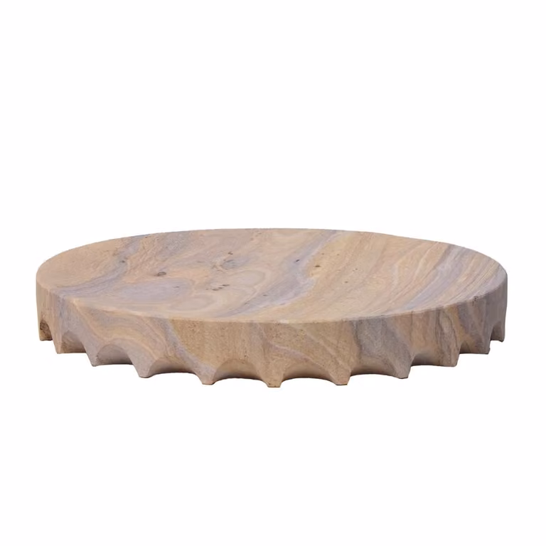 Dome Deco NEVIS Round Rustic Wood Centrepiece in Brown