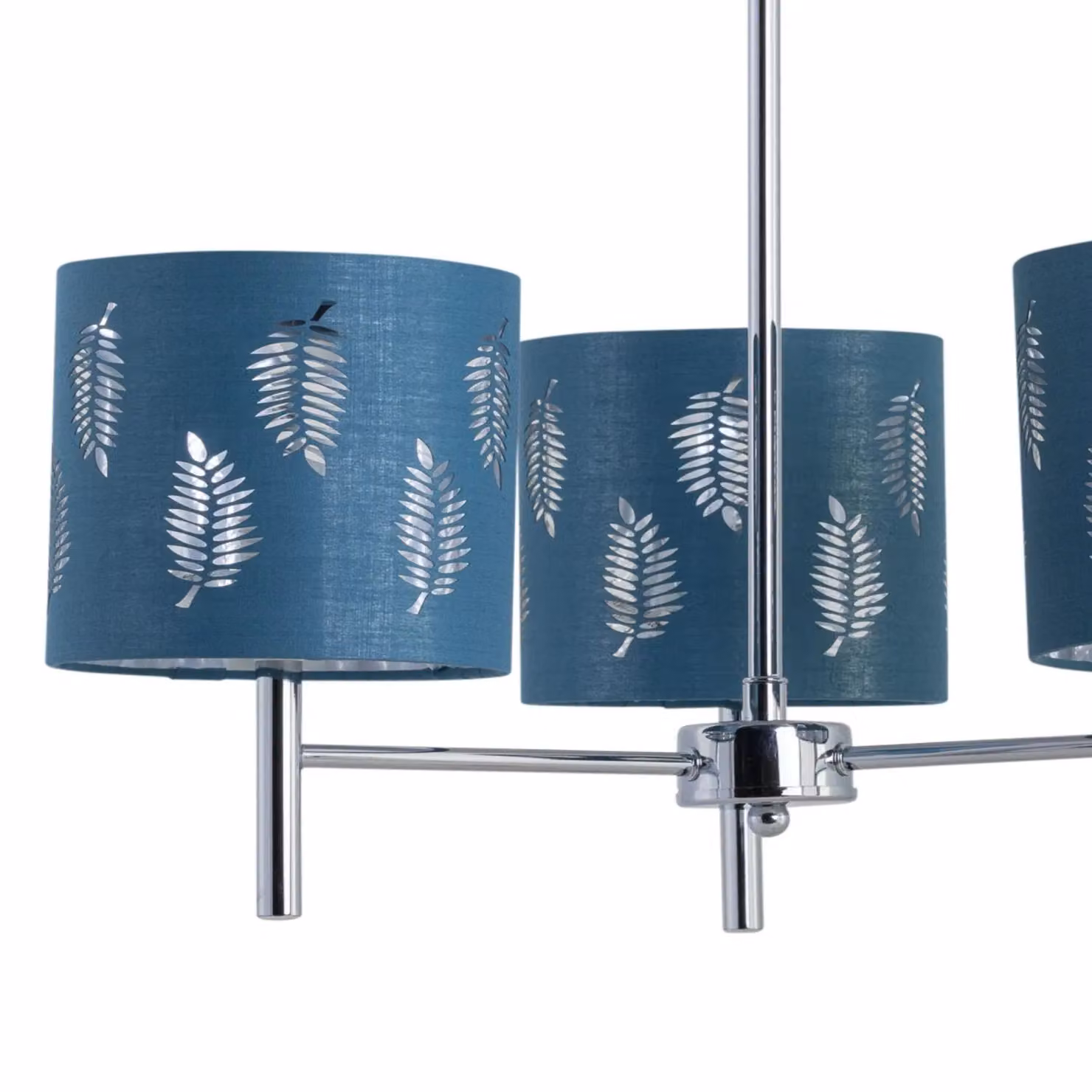 First Choice Lighting Brea Set of 2 Chrome Ceiling Light Fittings with Teal Fabric Shades – 2