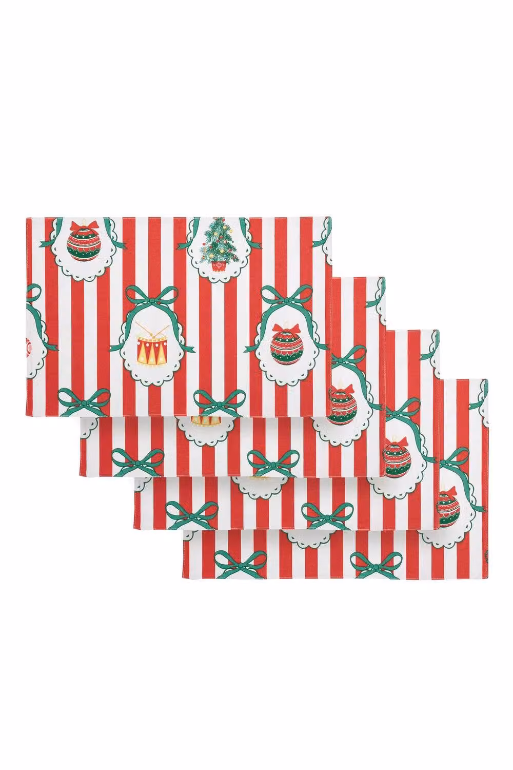 Catherine Lansfield Christmas Vintage Stripe Cotton Dining Placemats, 4 Pack, Red – 3