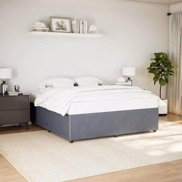 Berkfield Home Super King Upholstered Velvet Bed Frame in Dark Grey – 1