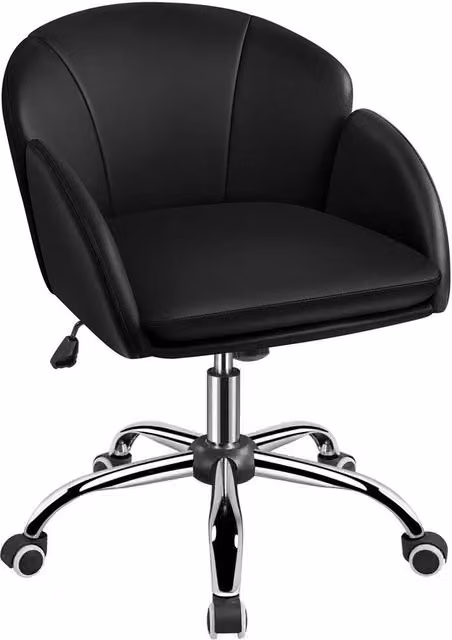 Kelvenix Modern Black Synthetic Leather Swivel Task Chair for Home Office and Adults