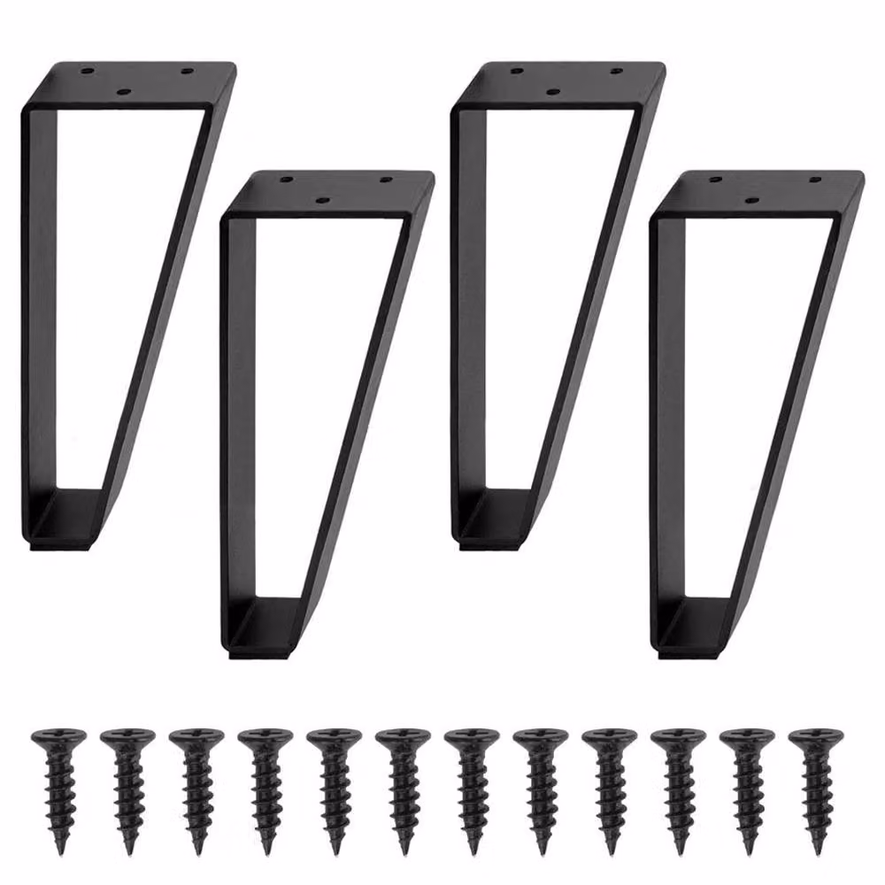 Ventryn 4 Piece Black Stainless Steel Furniture Support Legs for Cabinets and TV Stands – 4