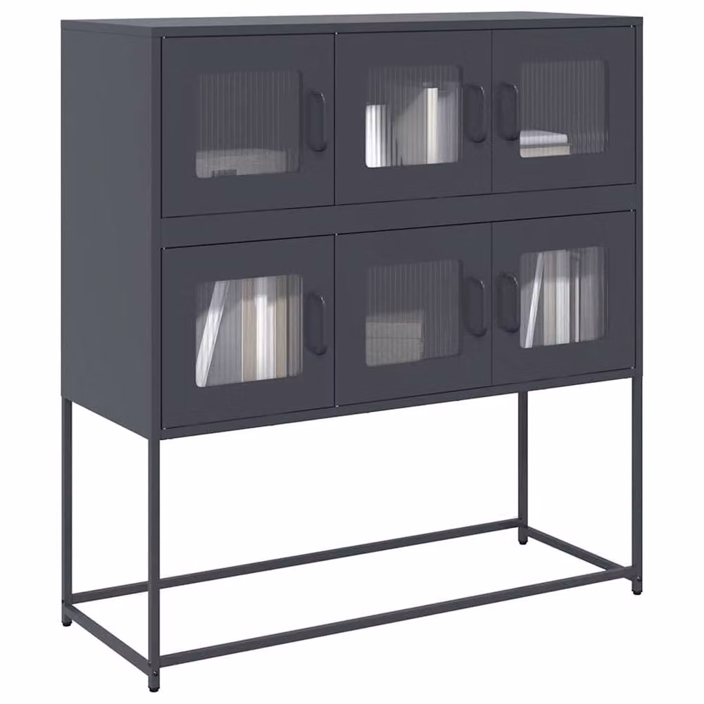 Berkfield Home Anthracite Industrial Sideboard in Matt Dark Grey Metal, W/D/H: 100.5 x 39 x 107 cm – 2
