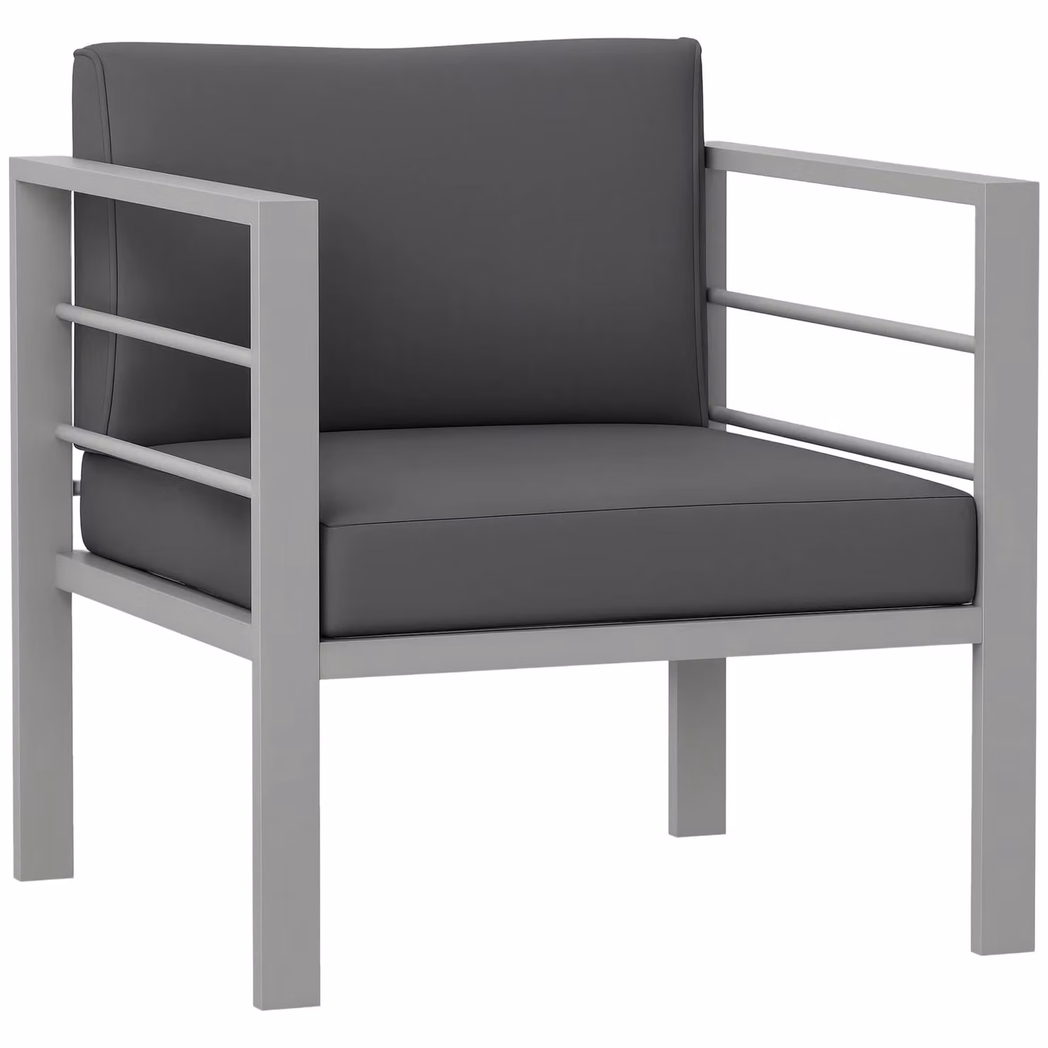 OUTSUNNY Aluminium Patio Armchair with Removable Grey Cushions – 2
