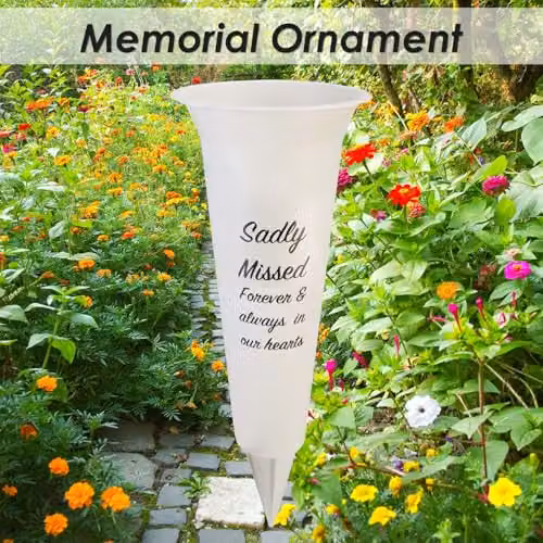 VFM e-Store Memorial Condolence Planter Ornament, White, H 32.5 cm x W 10 cm x D 10 cm – 2