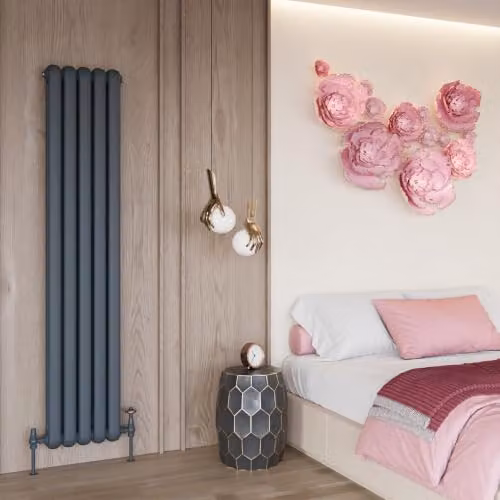 UK Radiators Sherwood Anthracite Round Top Column Radiator, H 180 cm x W 36.8 cm – 3