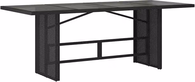 Berkfield Home Extendable Rectangular Garden Table with Glass Top in Black, W/D/H: 190 x 80 x 74 cm – 1