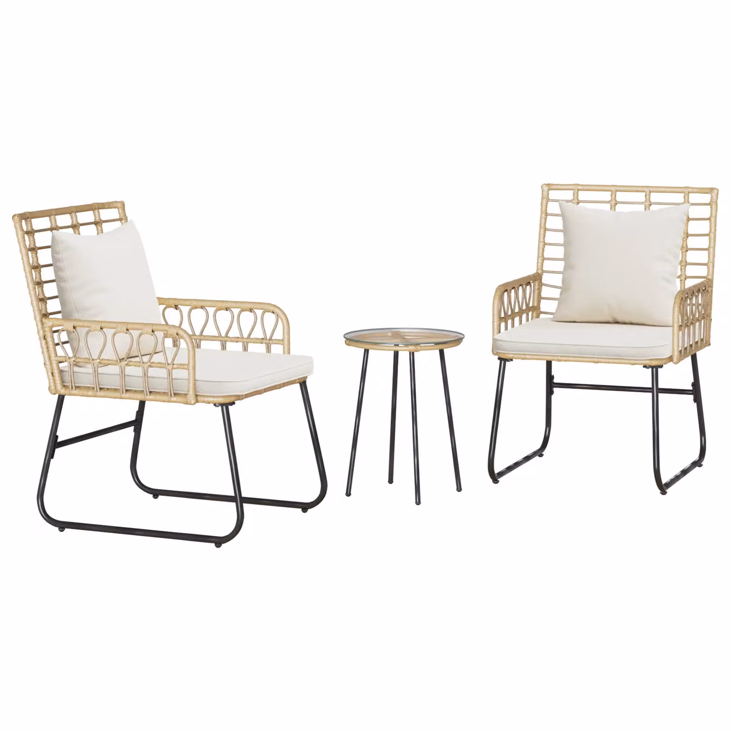 Berkfield Home 3-Piece Modern Garden Dining Set in Brown Poly Rattan and Metal, W/D/H: 35 x 35 x 45 cm – 2