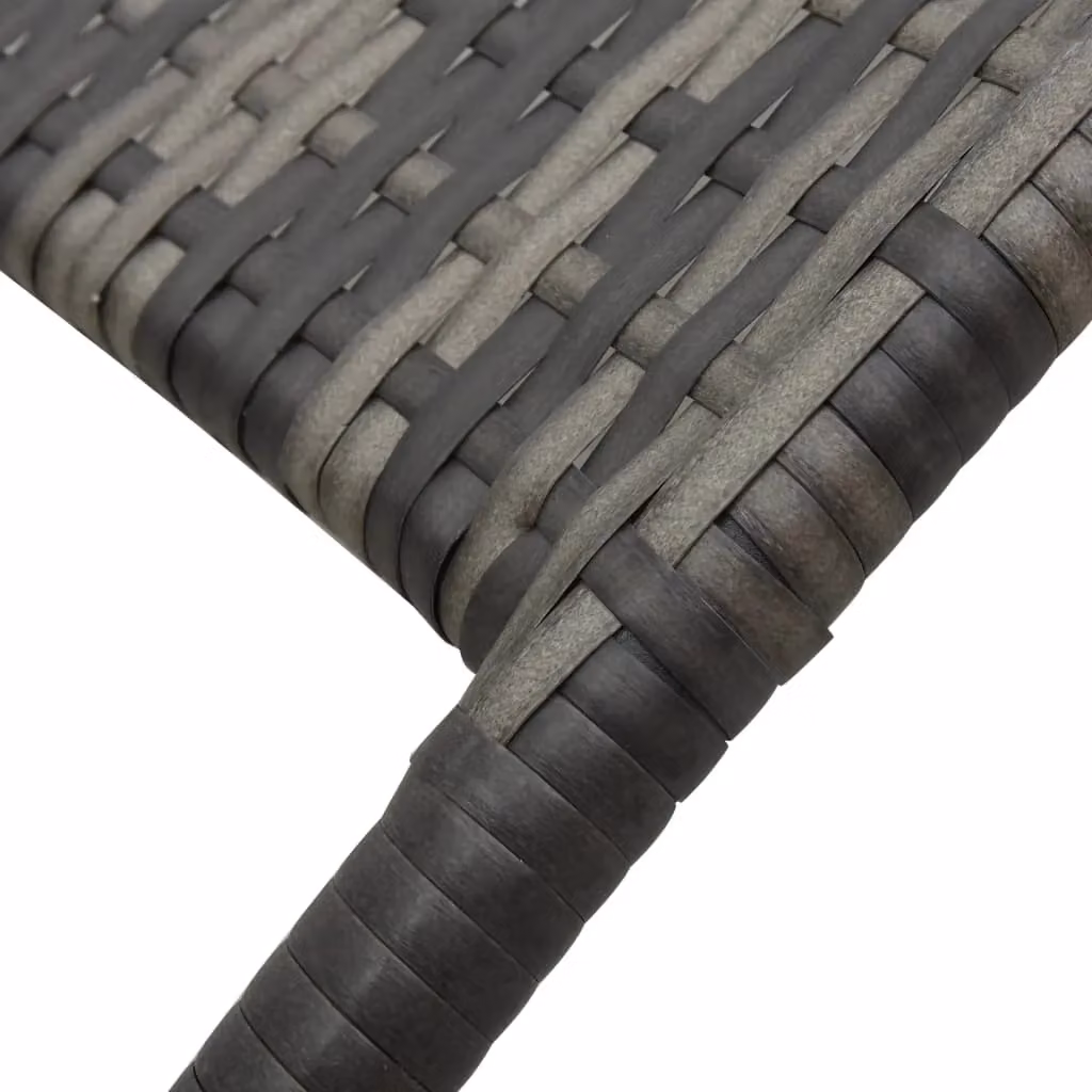 Berkfield Home Folding Sun Lounger in Grey Poly Rattan with Striped Fabric and Armrests – 4