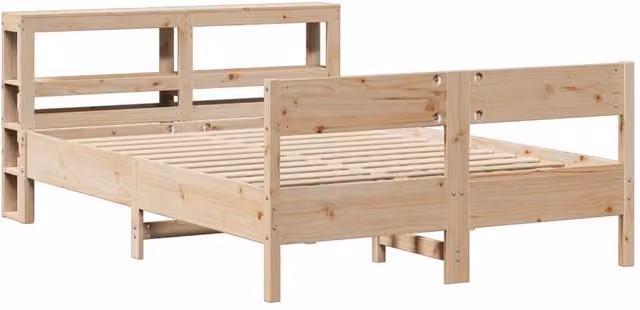 Berkfield Home Small Double Decorative Bed Frame in Natural Solid Pine, W/D/H: 120 x 200 cm