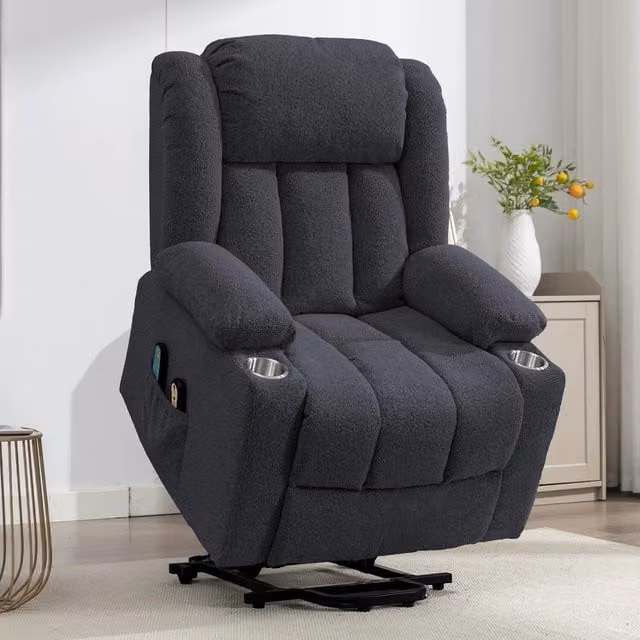 Artemis Home Grey Bouclé Powered Lift Assist TV Chair
