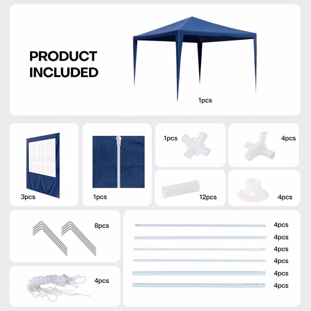 Hinsinc Waterproof Blue Party Gazebo Tent W: 300 cm, D: 300 cm – 3