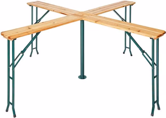 tectake Folding Table Quattro with Parasol Holder in Brown, W/D/H: 241 x 241 x 103 cm