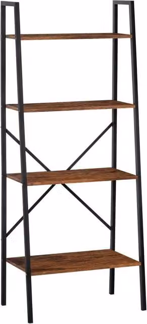 EONLION 4-Tier Minimalist Freestanding Ladder Shelf Unit in Black – 1