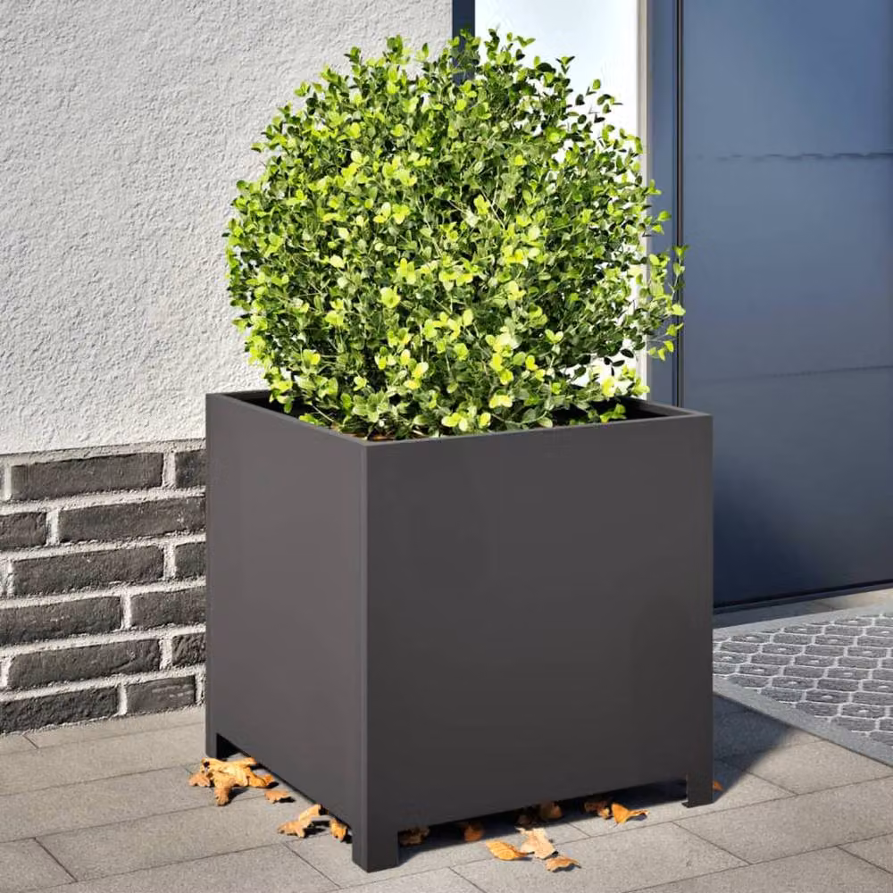 Berkfield Home Durable Steel Garden Planter Tub, Black, W/D/H: 50 x 50 x 50 cm – 2
