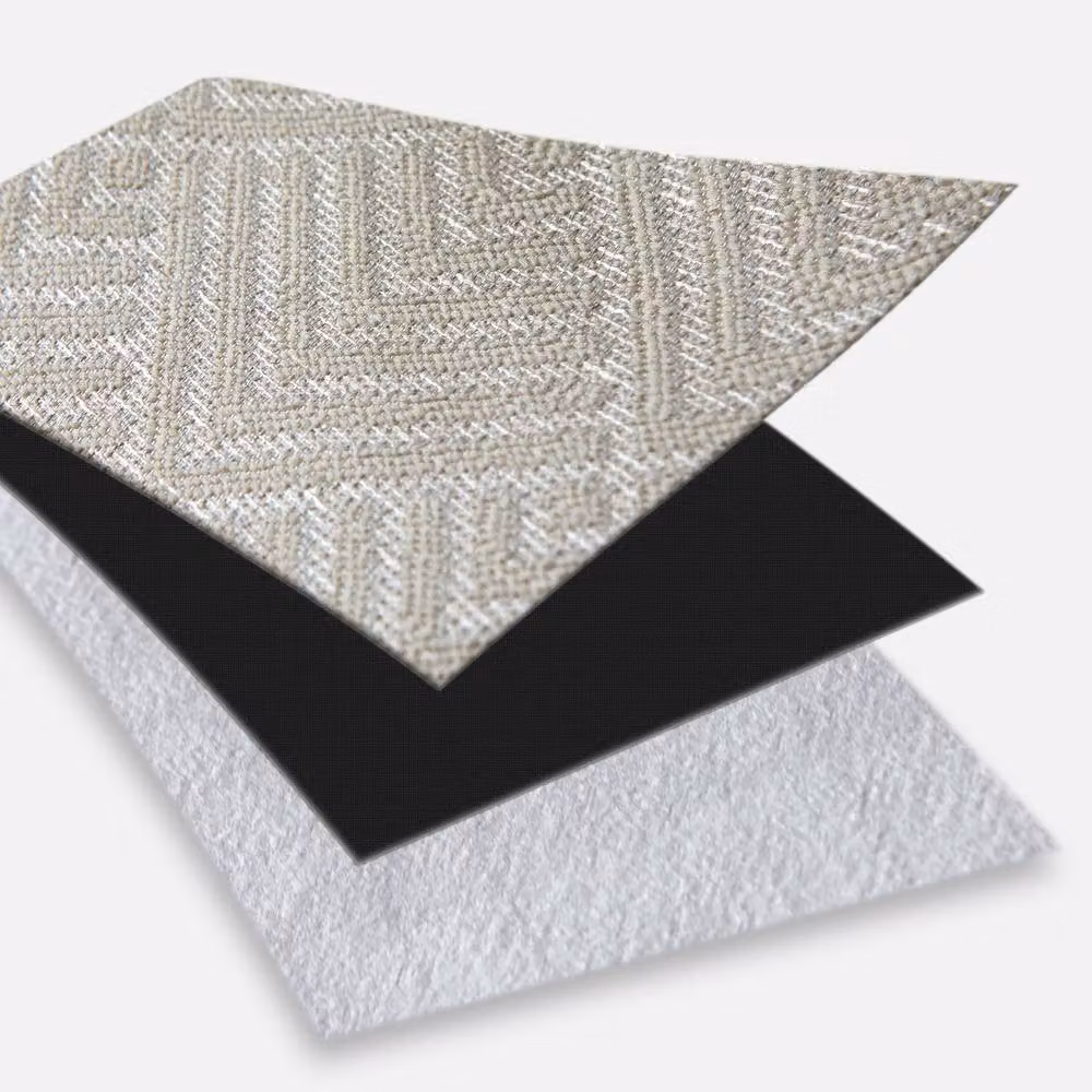 New Edge Blinds Amaranth Geometric Eyelet Curtains in Stone, Width: 168 cm, Drop: 137 cm – 3