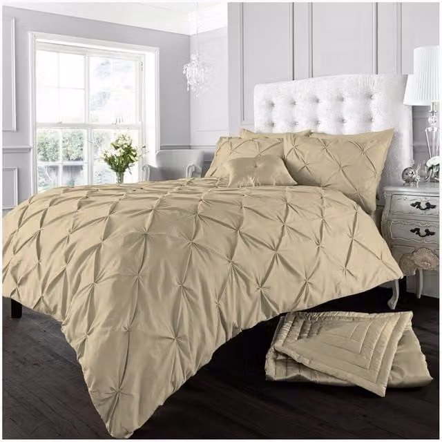 Smart Living Dotted Glamour Duvet Cover and Pillowcase Set in Beige and Brown, Duvet Cover: 180 x 200 cm, Pillowcase: 50 x 75 cm