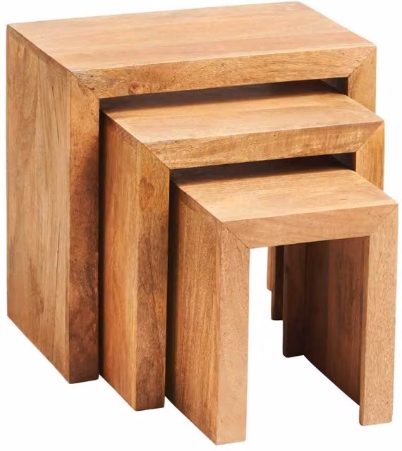 IH Design Duvid Light Mango Wood Nest of 3 Tables in Brown – 1
