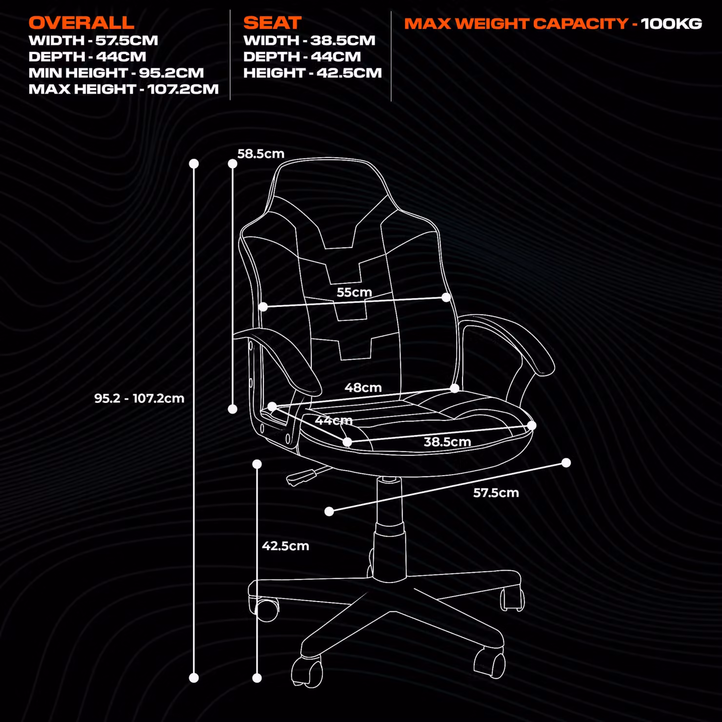 X Rocker Saturn Ergonomic Mid Back PC Gaming Chair in Gold and Black with Swivel Base and Armrests – 2