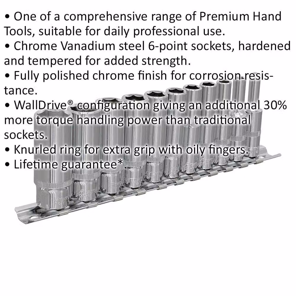 Loops 11 Pack Deep Socket Set, 1/4 Inch Imperial Square Drive, 6 Point Chrome Vanadium Sockets in Silver and Multicolour – 2