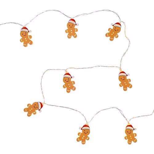 Lights4fun Nostalgic Christmas LED Gingerbread String Lights in White and Multicolour – 3