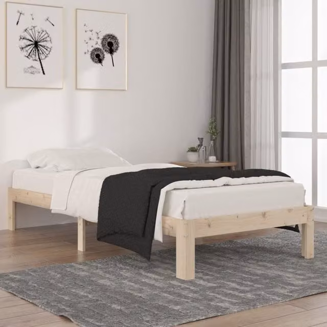 Berkfield Home Solid Wood Pine Bed Frame, Brown, W/D/H: 90 x 200 cm