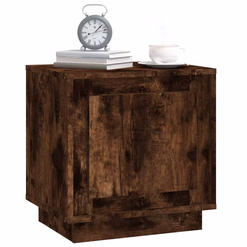 Berkfield Home Set of 2 Smoked Oak Bedside Cabinets in Brown, W/D/H: 44 x 35 x 45 cm – 4