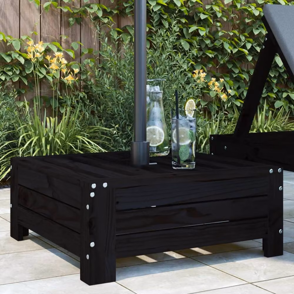 Berkfield Home Parasol Base Cover in Black Solid Pine Wood – 2