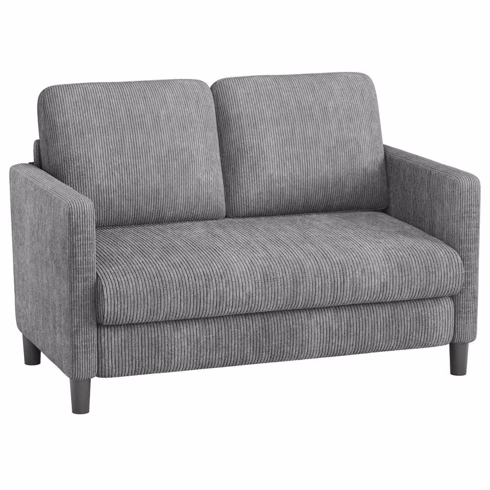 Dprodo Grey Corduroy Small Sofa Loveseat, Width: 129 cm – 4