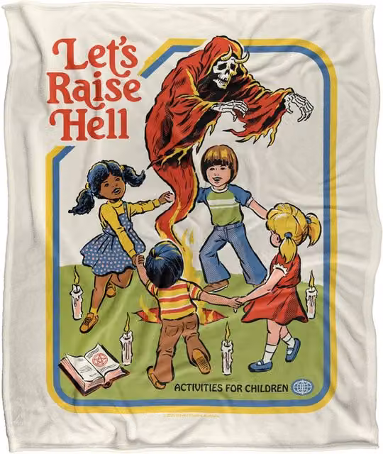Steven Rhodes Lets Raise Hell Super Soft Fleece Throw Blanket, Multicolour, W: 152 cm, D: 127 cm – 1