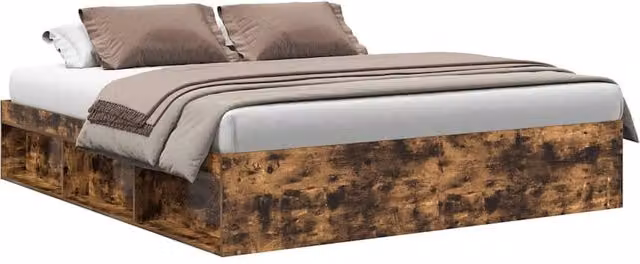 Berkfield Home Super King Size Bed Frame in Smoked Oak Brown, W/D/H: 180 x 200 cm