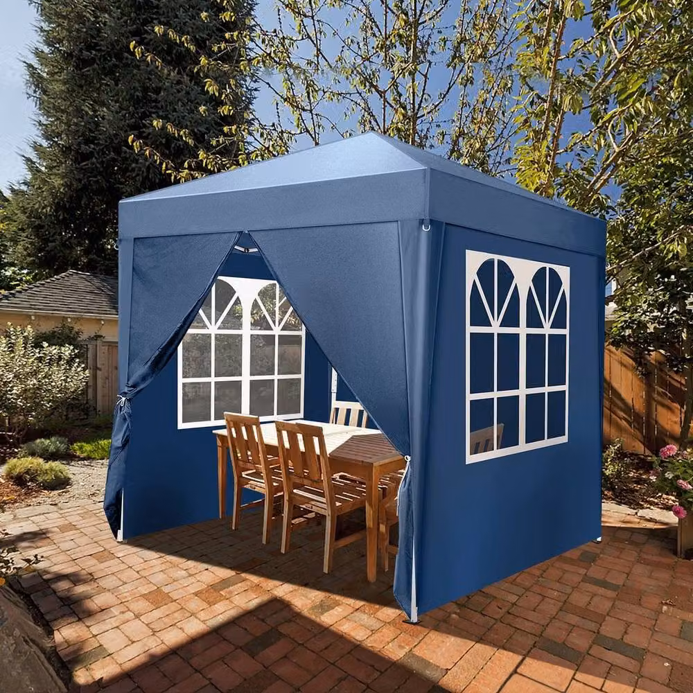 FLAVORA Pop Up Gazebo with 4 Side Panels in Blue, W/D/H: 200 x 200 x 245 cm – 3