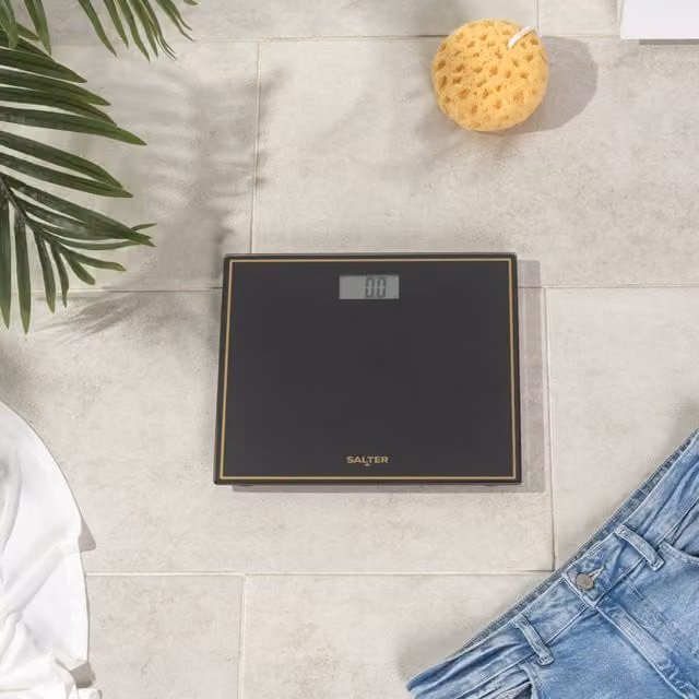 Salter Digital Personal Electric Scale with Glass Display in Black and Gold