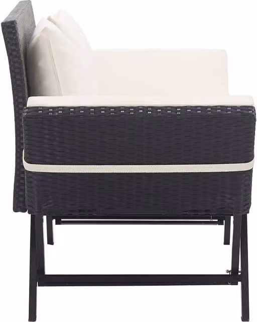 Berkfield Home Beautiful Garden Bench with Cushions in Black Poly Rattan, W: 176 cm, D: 70 cm, H: 80 cm – 1