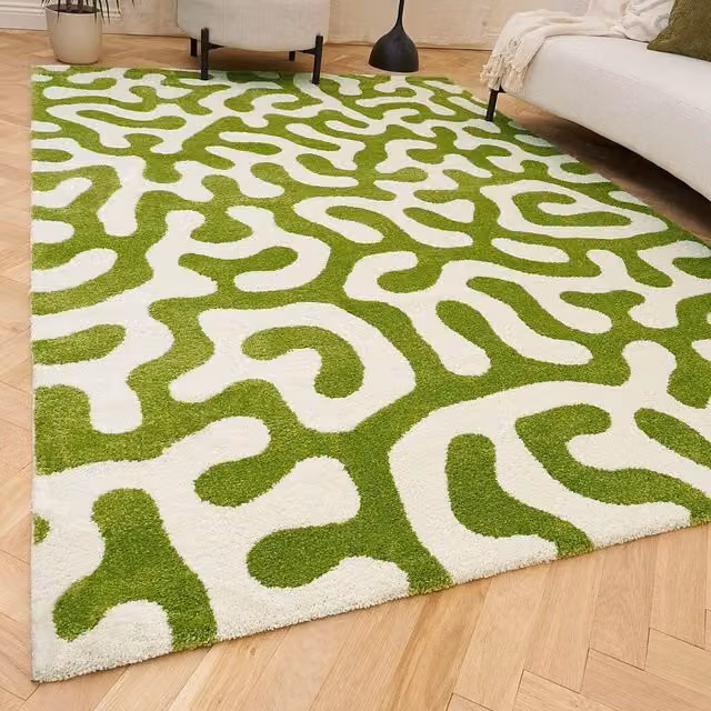 THE RUGS Joli Abstract Pattern Soft and Dense Pile Rug in Green, W: 160 cm, L: 230 cm